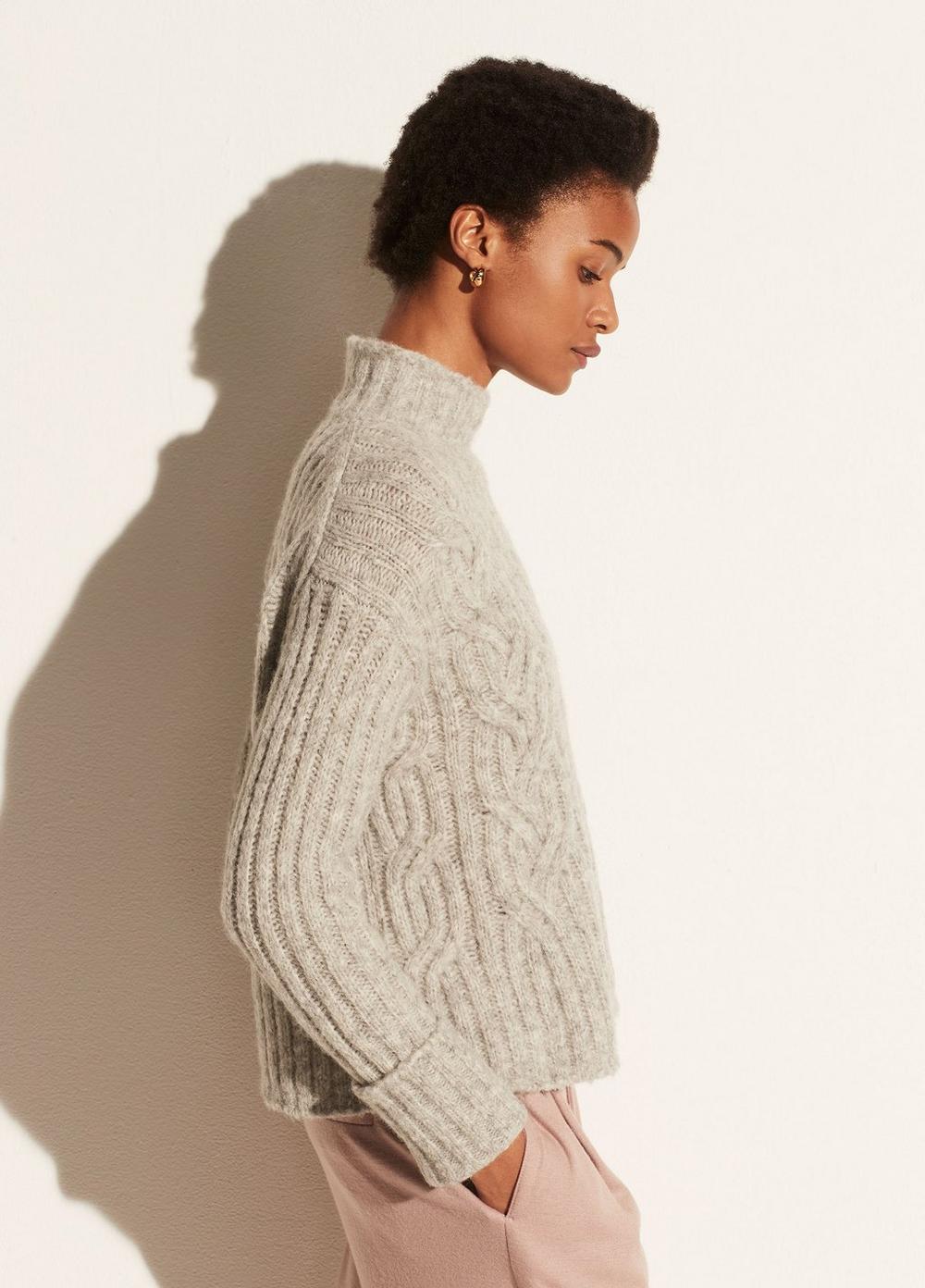 Vince - Mirrored Cable Turtleneck in Light Grey