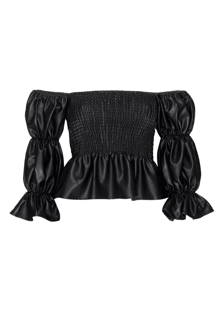 Misa - Evita Top in Obsidian Vegan Leather