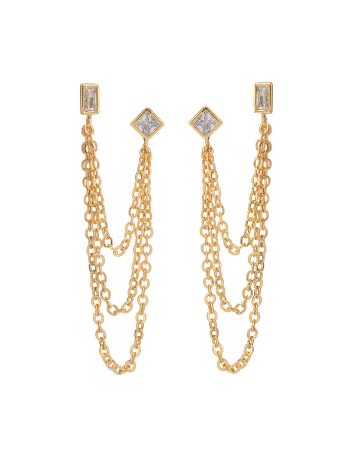 LUV AJ - Mixte Cascading Chain Studs in Gold