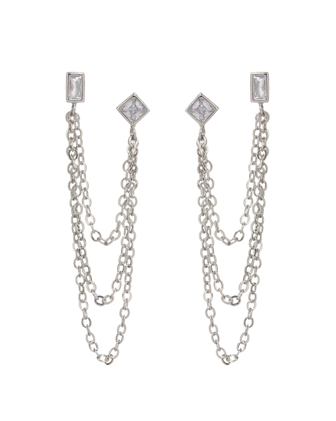 LUV AJ - Mixte Cascading Chain Studs in Silver