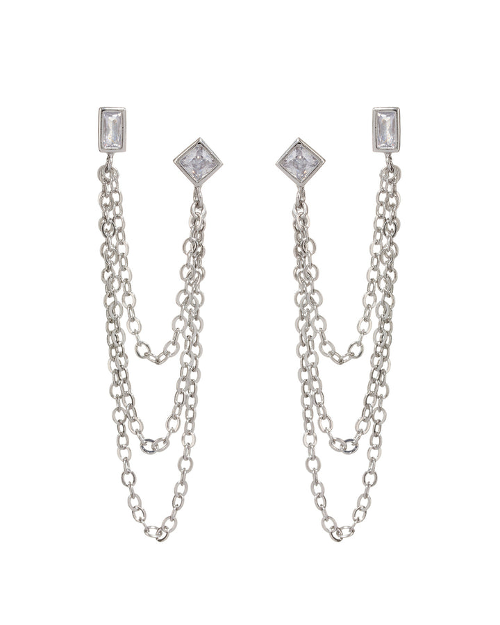 LUV AJ - Mixte Cascading Chain Studs in Silver