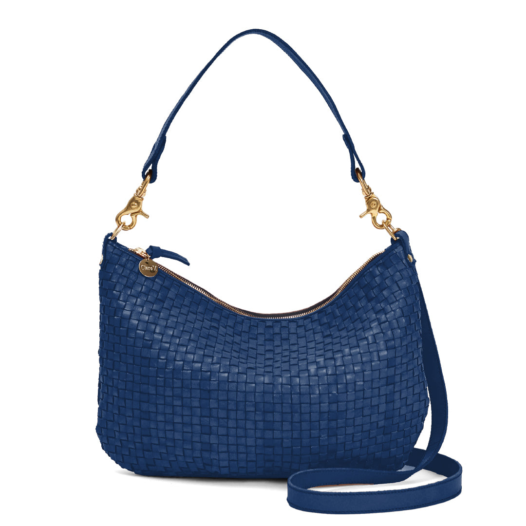 Natural Woven Checker Moyen Messenger Clare V