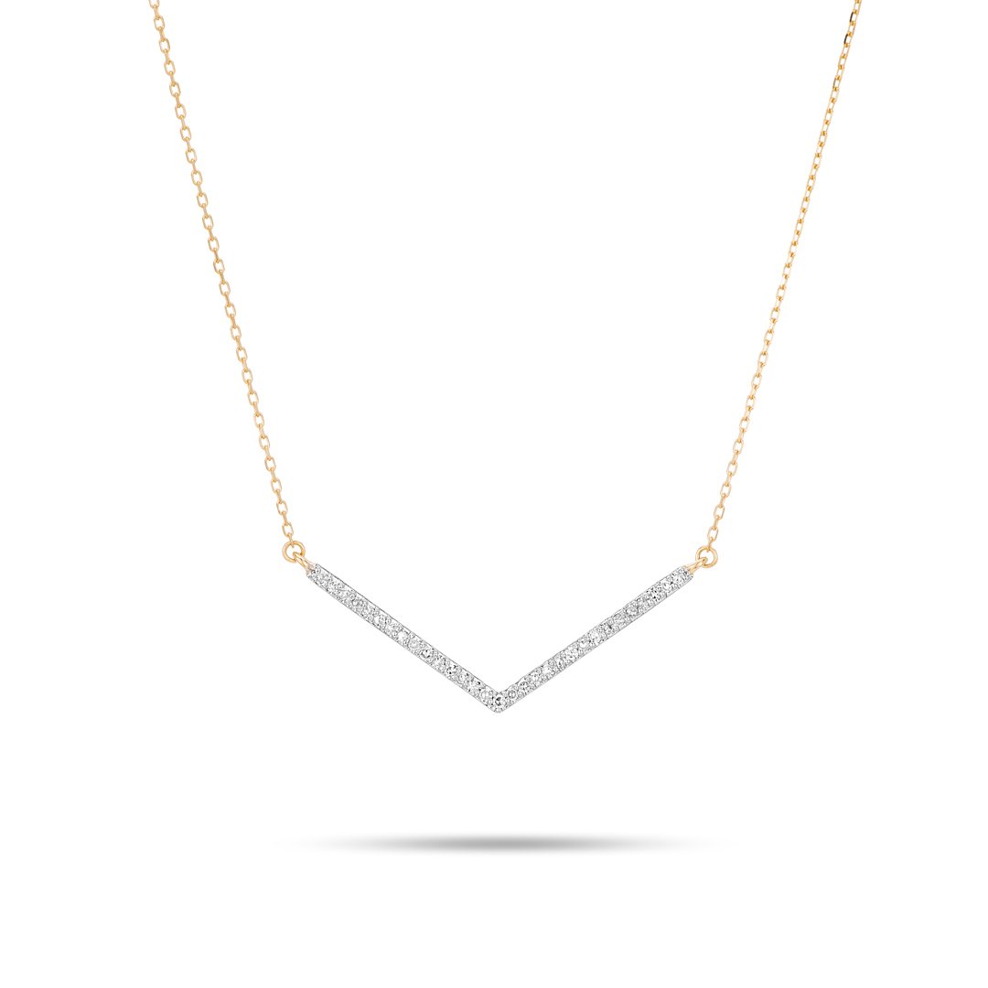 Adina Reyter - Large Pave V Necklace 14K Gold
