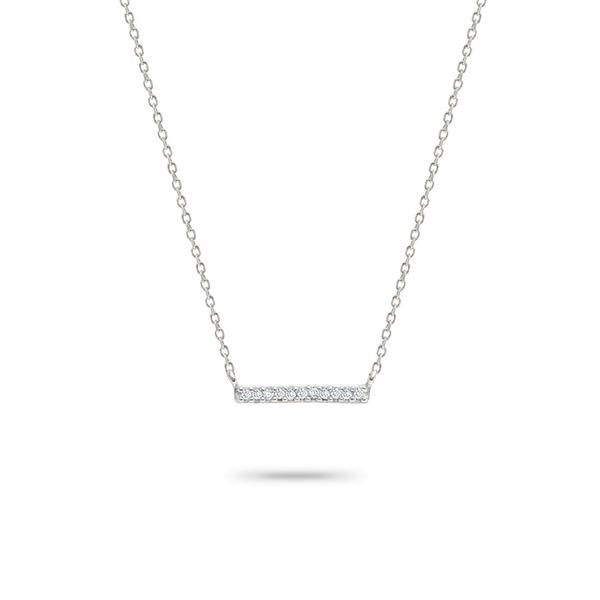 Adina - Solid Pave Bar Necklace Sterling Silver