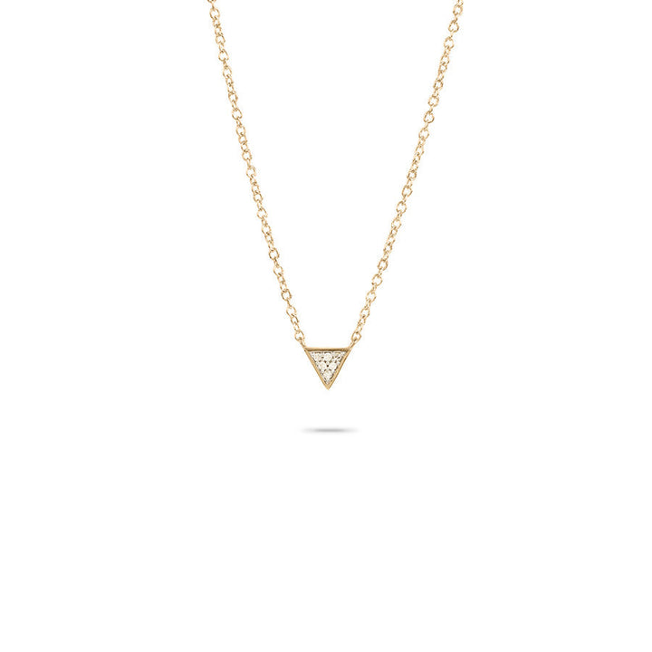 Adina - Super Tiny Solid Pave Triangle Necklace Yellow 14K