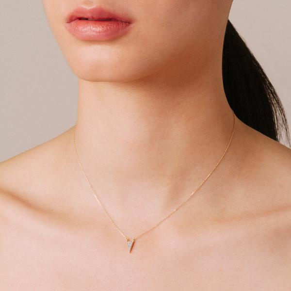 Adina Reyter - Super Tiny Long Pave Triangle Necklace