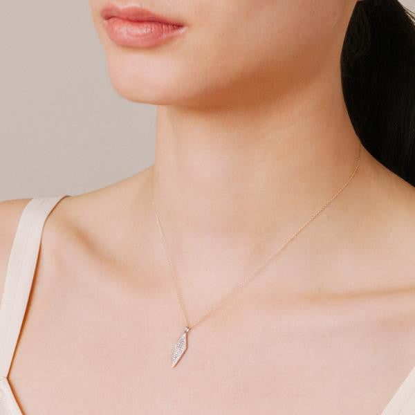 Adina - Long Solid Pave Diamond Necklace