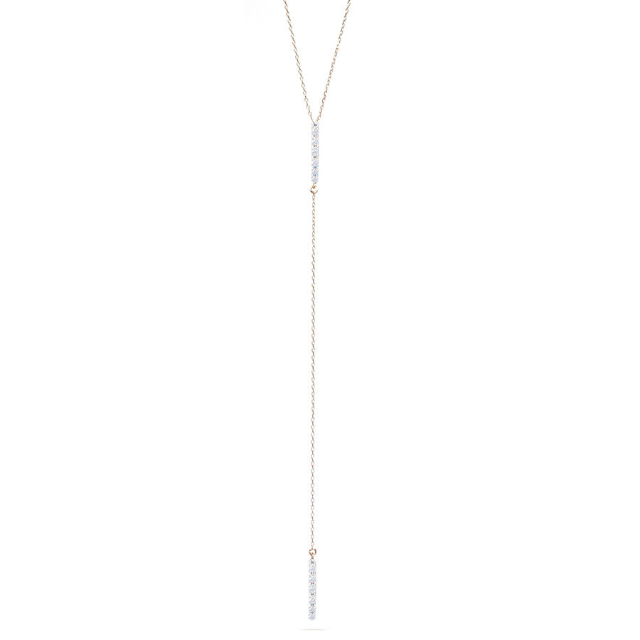 Adina Adina - Double Bar Lariat Necklace-GOLD at Blond Genius