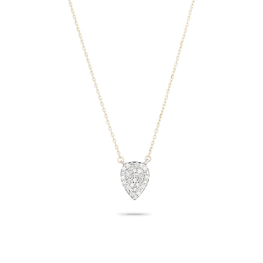 Adina Reyter - Solid Pave Teardrop Necklace White 14K Gold w/ Silver Pendant
