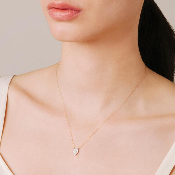 Adina - Solid Pave Teardrop Necklace in Y14