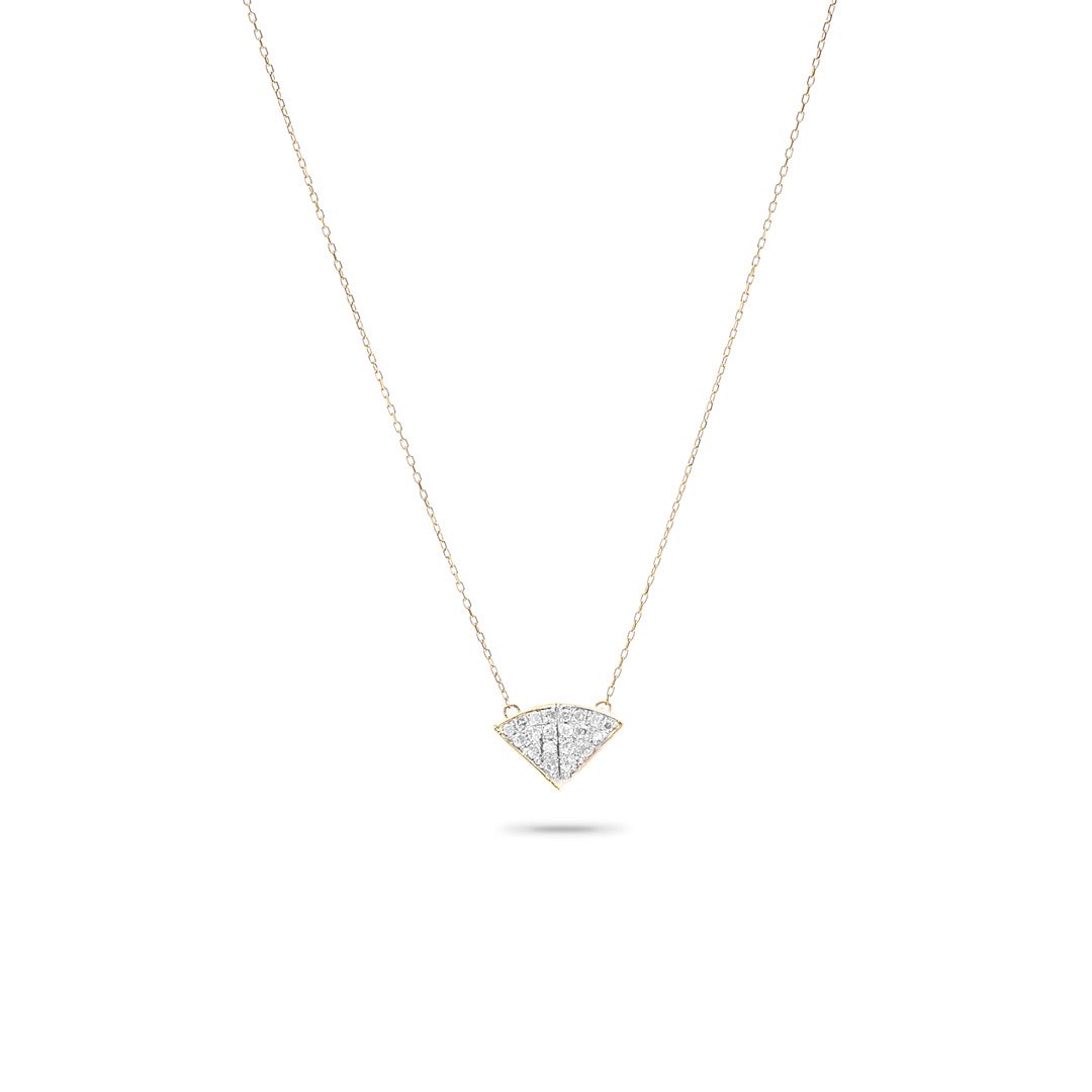 ADINA - Tiny Pave Folded Fan Necklace- 14K