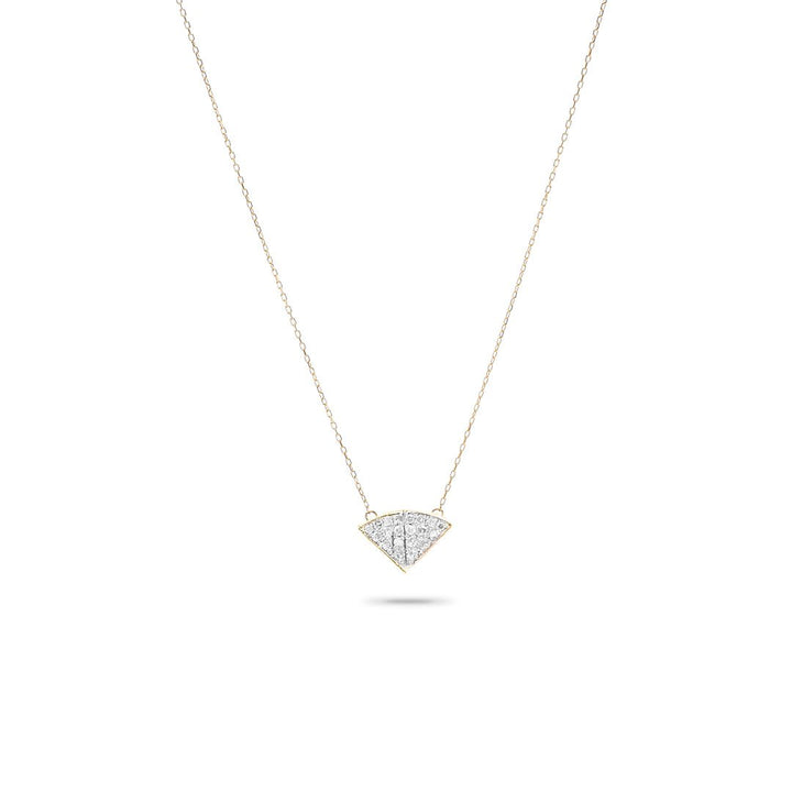 ADINA - Tiny Pave Folded Fan Necklace- 14K