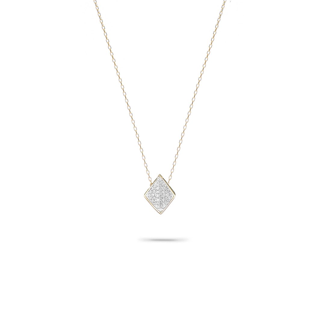 Adina - Tiny Pave Folded Diamond Necklace 14k gold