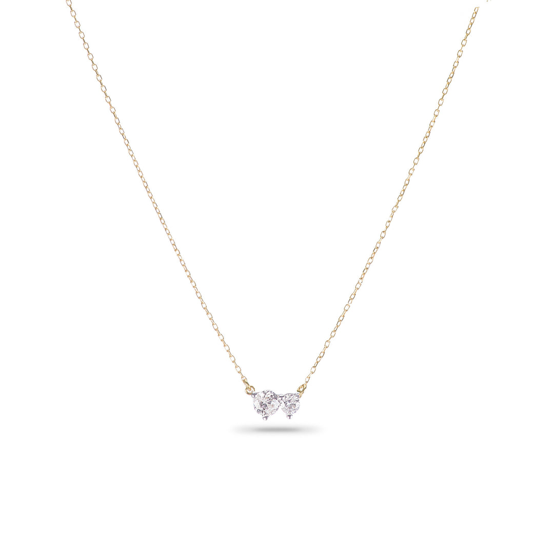 Adina - Two Diamond Amigos Necklace in Y14k