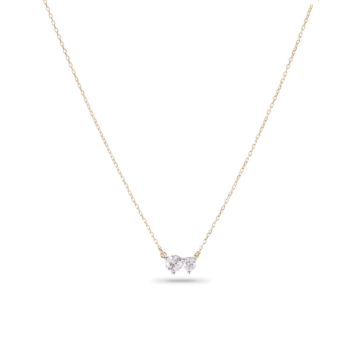 Adina - Two Diamond Amigos Necklace in Y14k