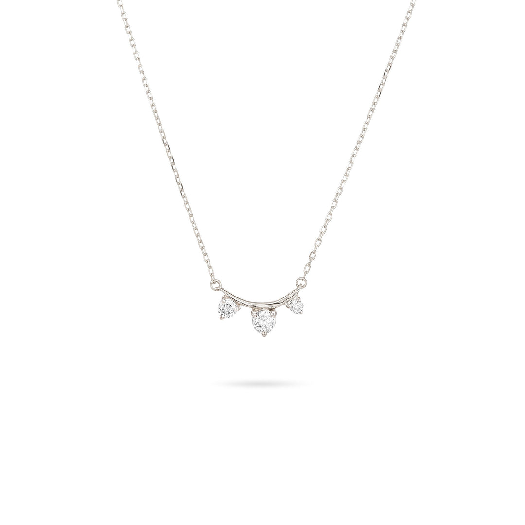 Adina - 3 Diamond Amigos Curve Necklace in Silver