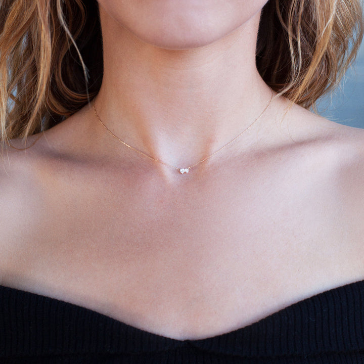 Adina - Two Diamond Amigos Necklace in Y14k