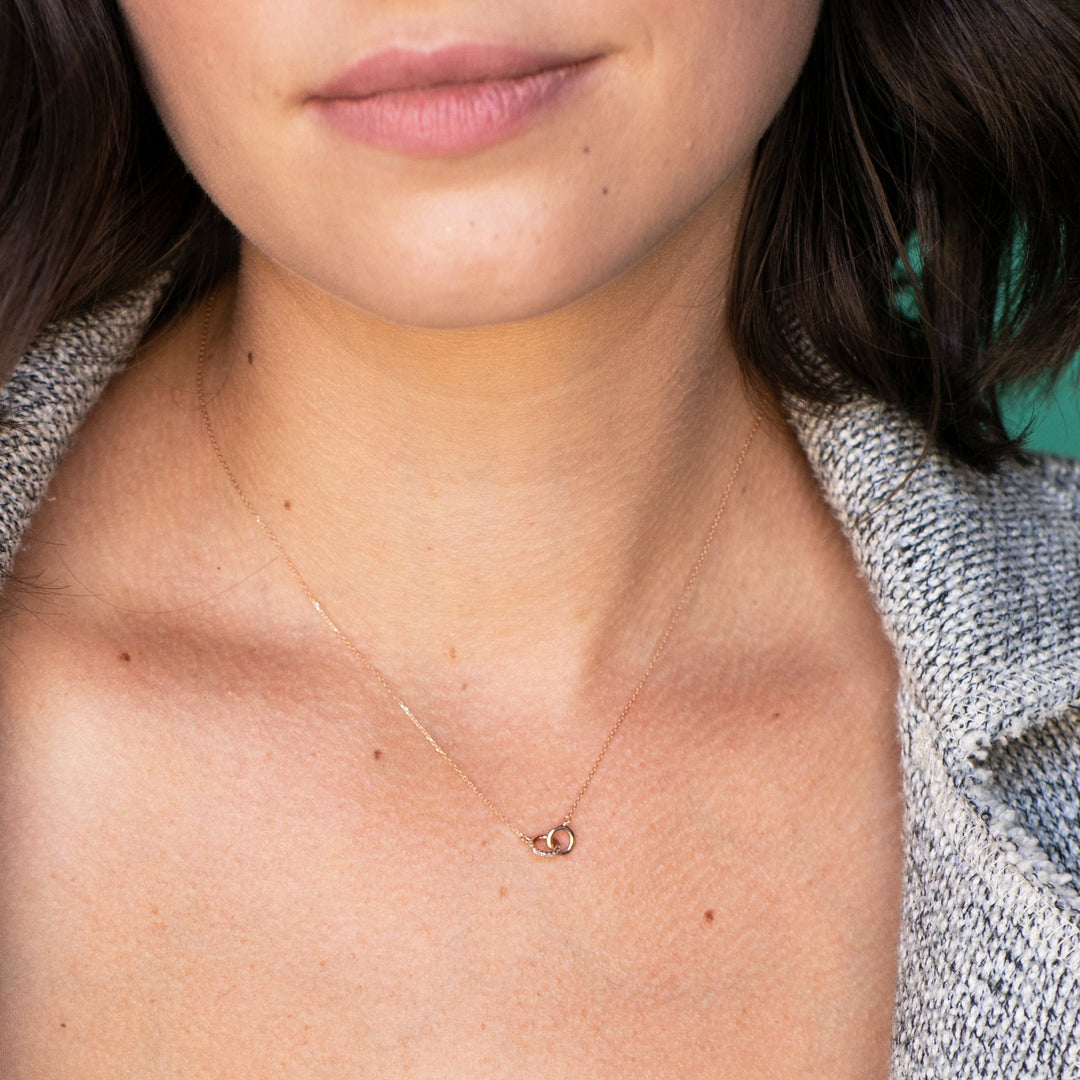Adina - Pave Interlocking Loop 14K Gold Necklace