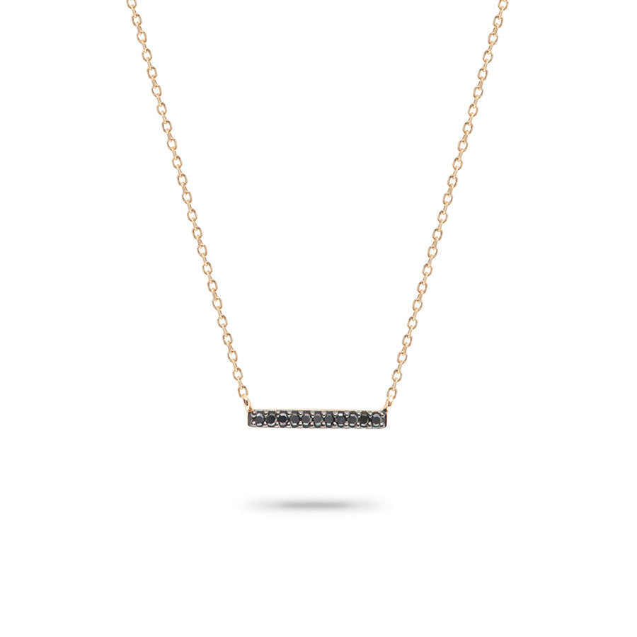 Adina - Pave Bar Necklace with Black