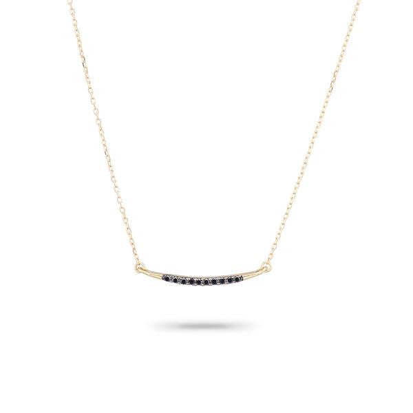 Adina - Small Pave Curve Necklace Yellow Gold 14K w/ Black Diamonds