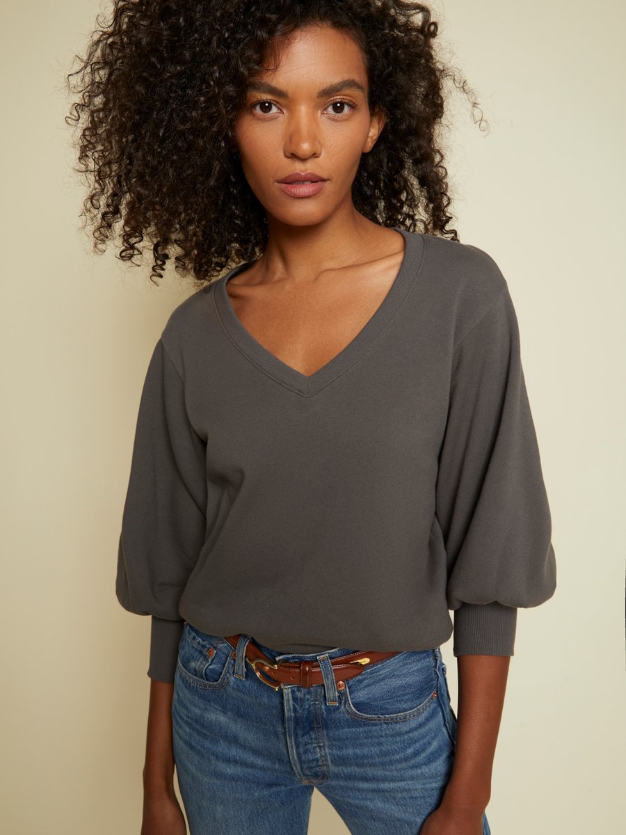Nation LTD - Neva V Neck Sweatshirt in Petrol Sweatshirts
