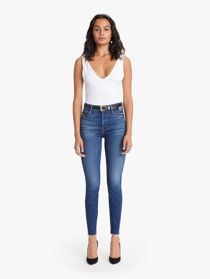 Mother Denim- High Waisted Looker Ankle Fray Jeans in Night Clubbing