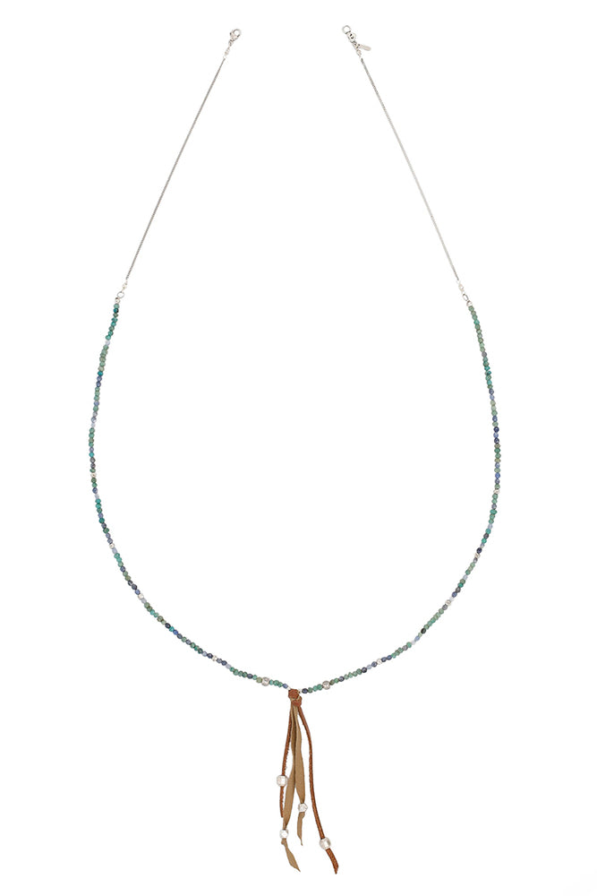 Chan Luu - Green Mix Leather Tassel Necklace