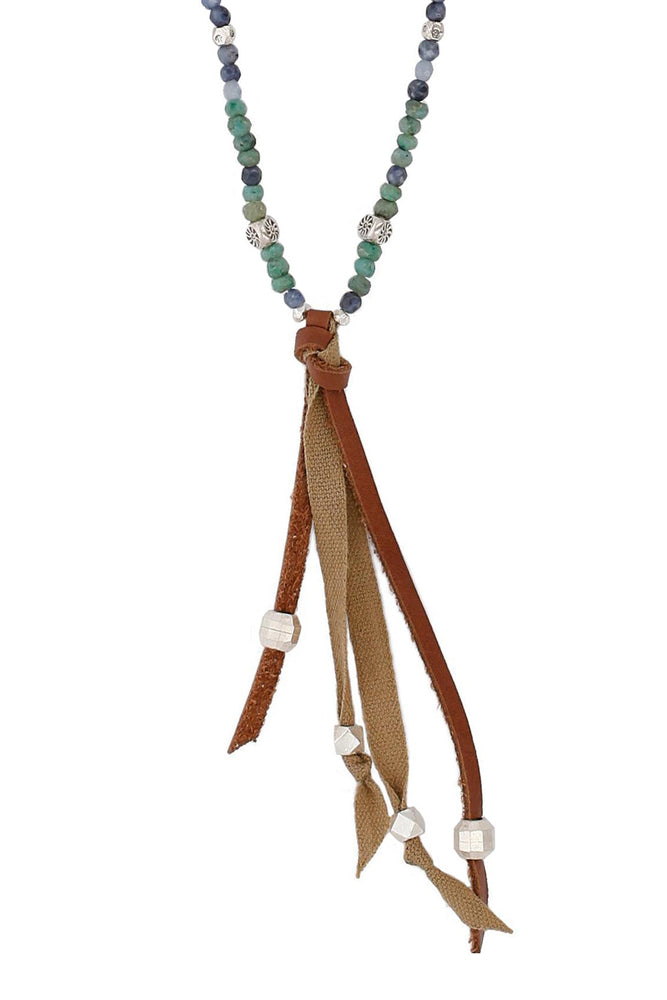 Chan Luu - Green Mix Leather Tassel Necklace