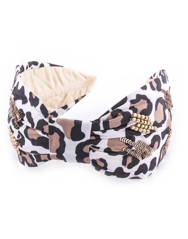 NamJosh - Ivory leopard Headband White Leopard