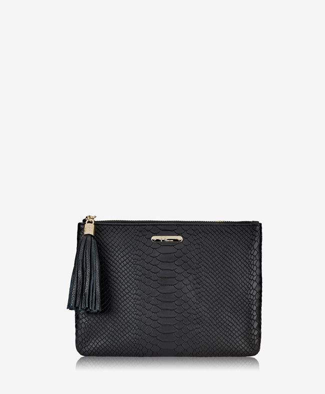 GiGi New York - All In One Bag w/ Slip Pocket Black Embossed Python Leather
