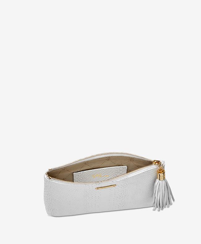 GiGi New York - All In One Bag w/ Slip Pocket White Embossed Python Leather