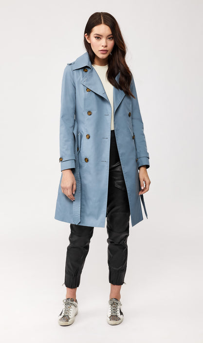 Mackage Odel Classic Trench Coat with Vest in Sky Blue