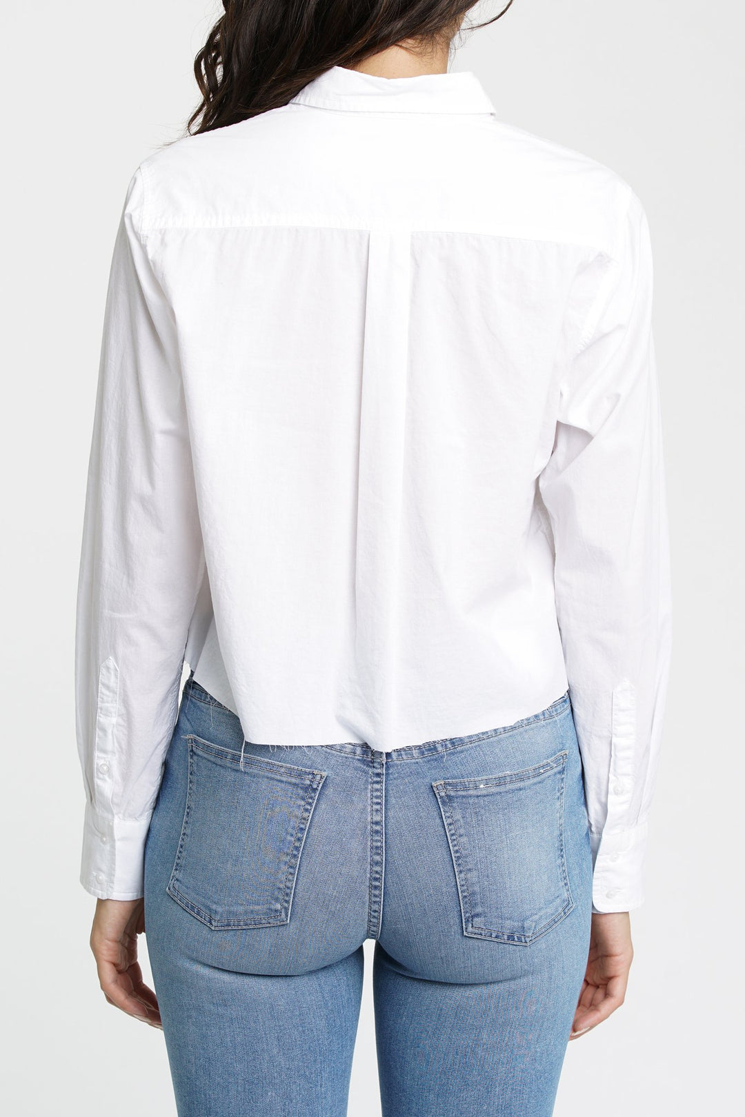 PISTOLA - Sloane Long Sleeve Cropped Poplin Shirt in Blanc