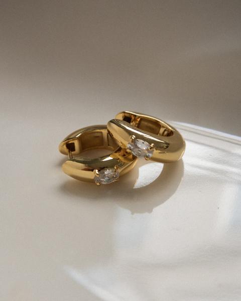 LUV AJ - Stone Orb Hoops in Gold