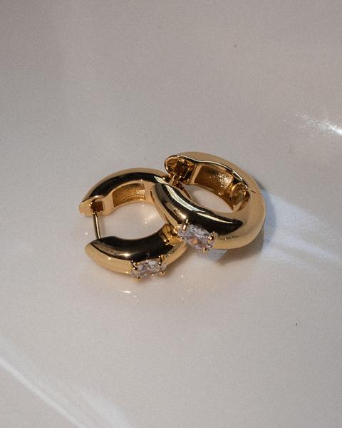 LUV AJ - Stone Orb Hoops in Gold
