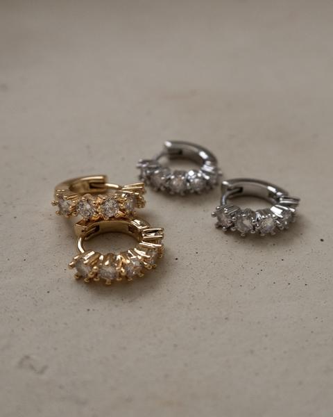LUV AJ - Diamond Bijoux Huggies in Silver