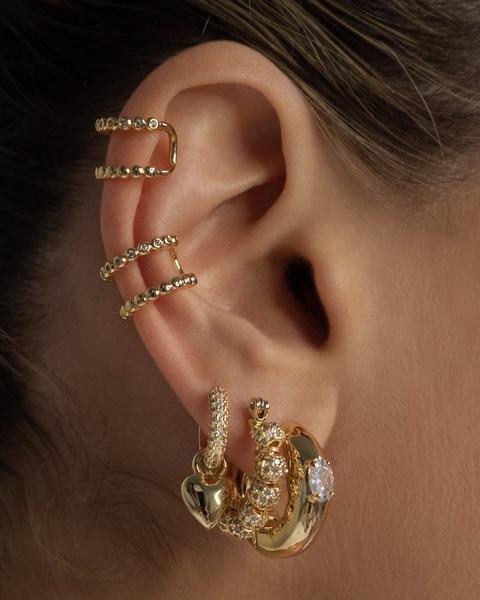 LUV AJ - Stone Orb Hoops in Gold