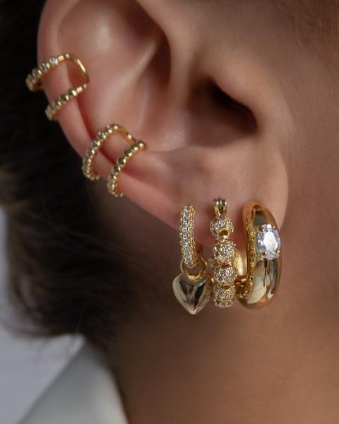 LUV AJ - Stone Orb Hoops in Gold
