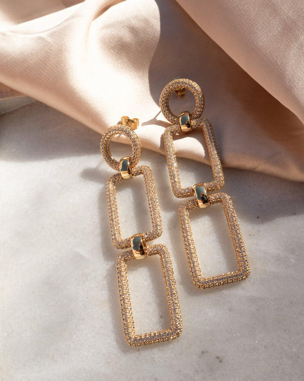 LUV AJ - The Pave Chain Link Earrings in Gold