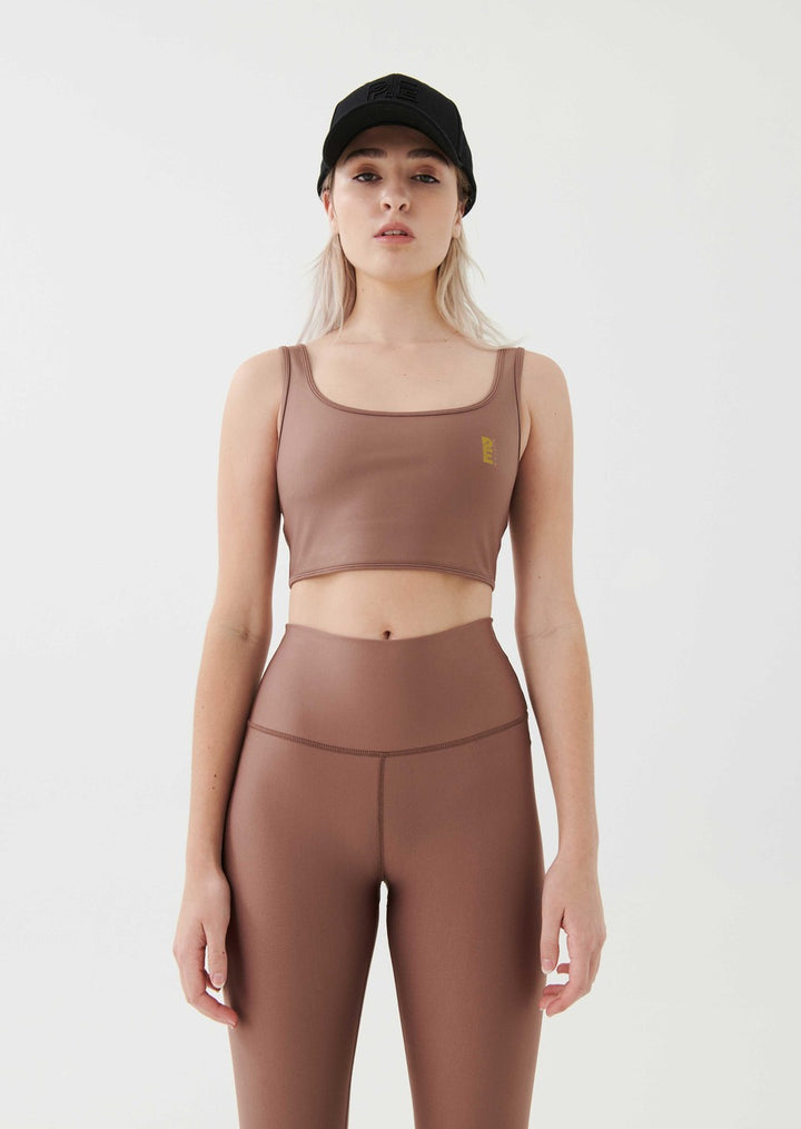P.E NATION - All Around Sports Bra in Acorn/Cafe
