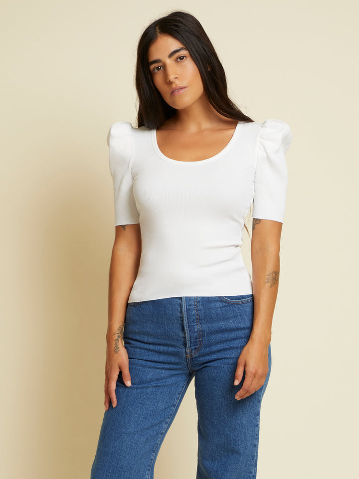 Nation LTD - Pixie Scoop Neck Party Tee in White
