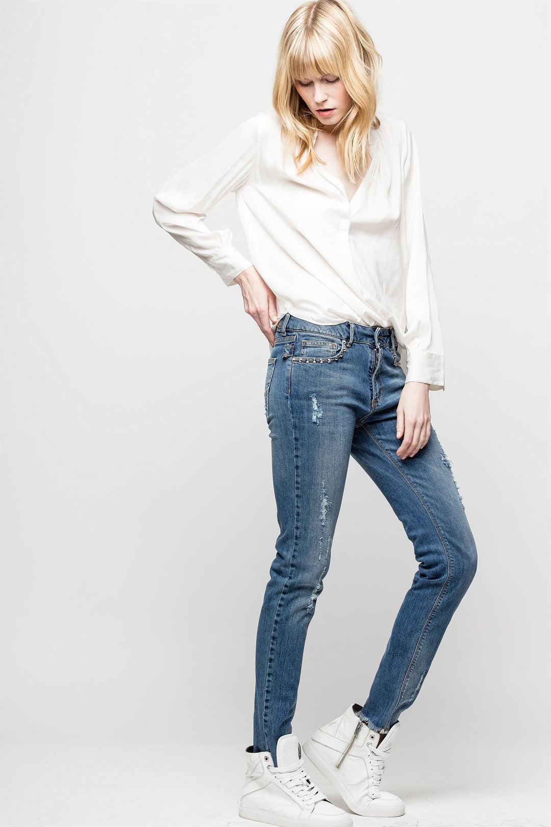 Zadig & Voltaire - Tink Satin Tunic Blouse Blanc