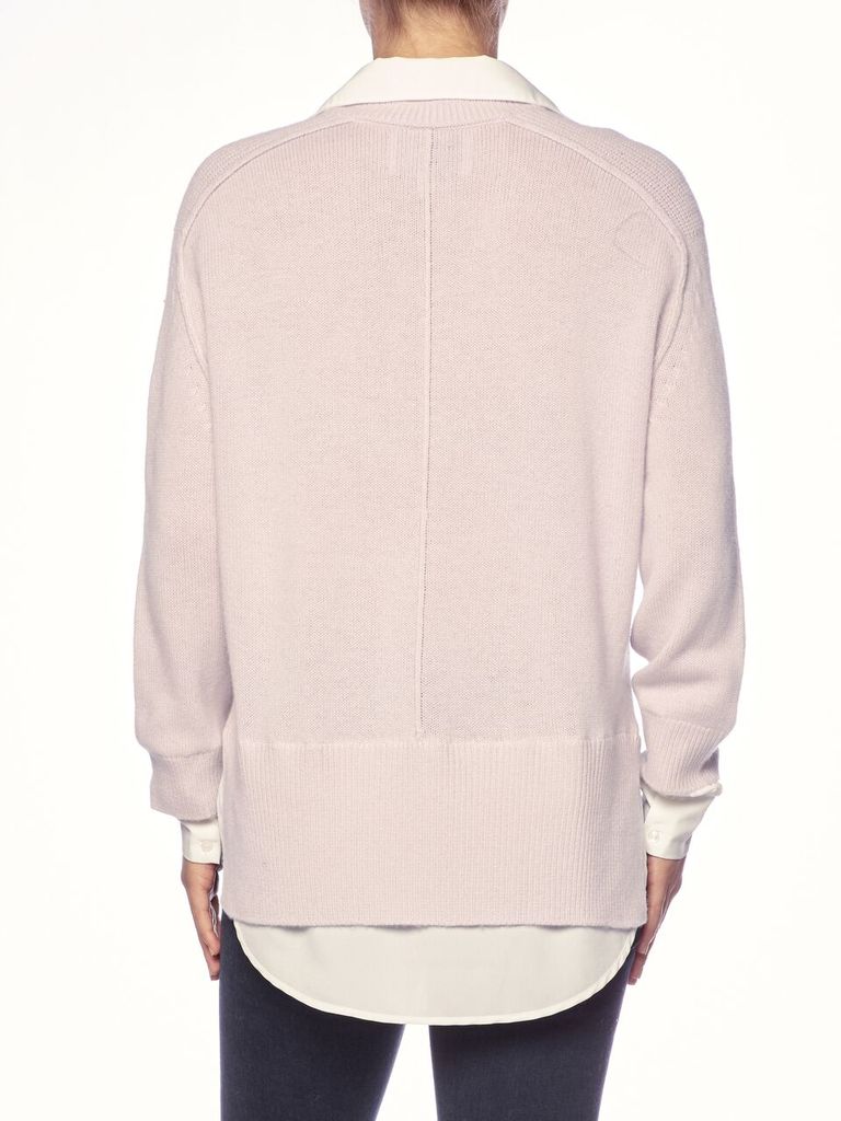 BROCHU WALKER - V Neck Layred Pullover in Paloma White with white underlayer