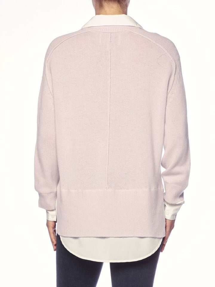 BROCHU WALKER - V Neck Layred Pullover in Paloma White with white underlayer