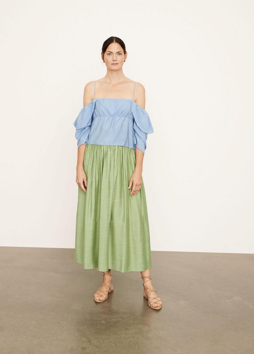 Vince - Paneled Off Shoulder Cami in Vista Blue