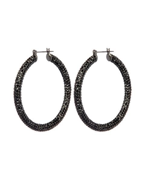 LUV AJ - Pave Amalfi Hoops in Gunmetal Jet