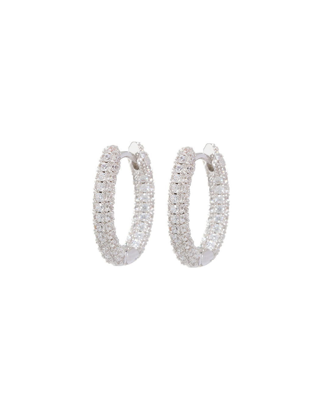 LUV AJ - Pave Amalfi U Hoops in Silver
