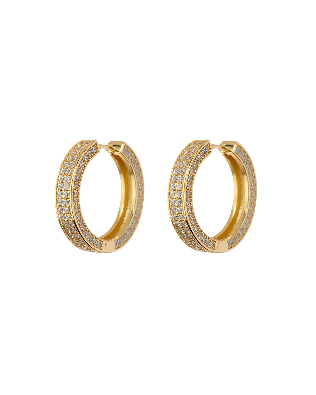 LUV AJ - Pave Coco Hinge Hoops in Gold