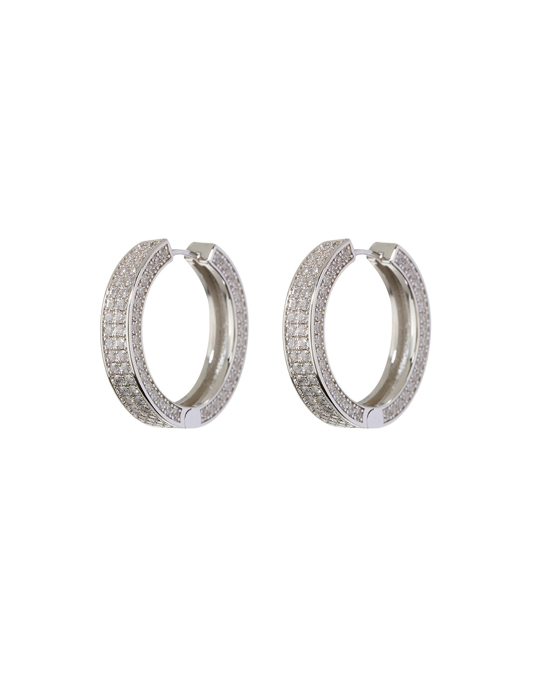 LUV AJ - Pave Coco Hinge Hoops in Silver