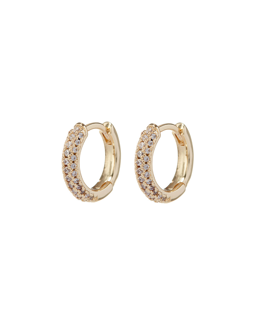 LUV AJ - Pave Dome Huggies in Gold
